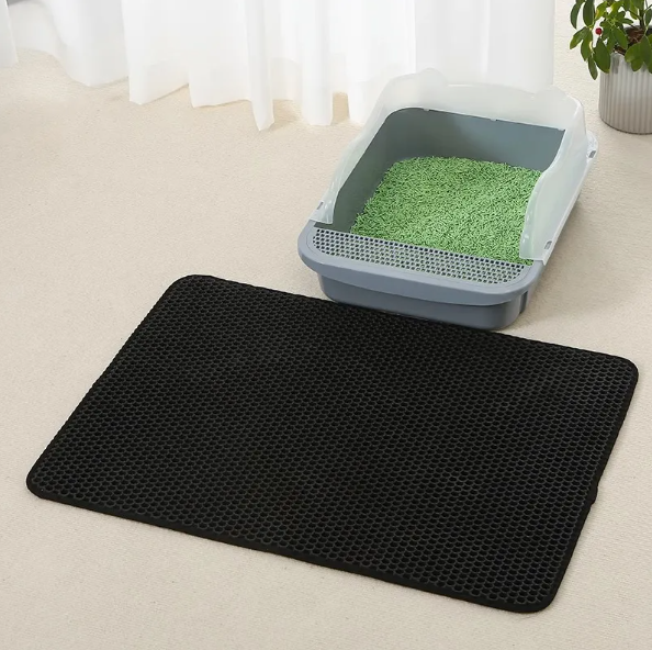 Double-layer cat litter mat, black, 40 x 50 cm