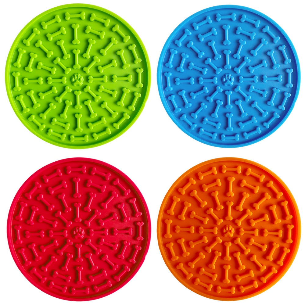 Silicone slow feeder lick mat with suction cups