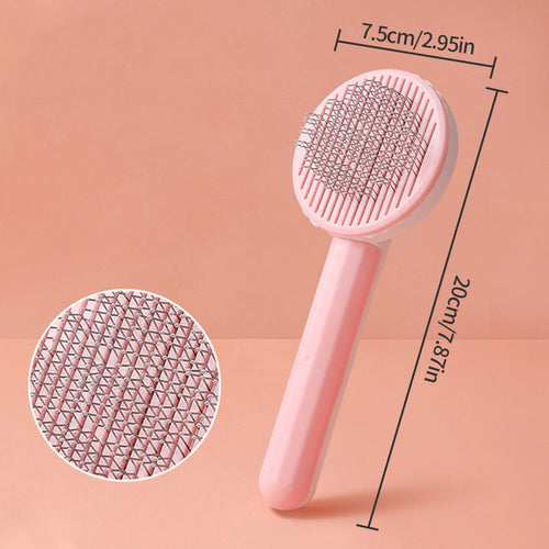 Self-cleaning slicker brush, pink