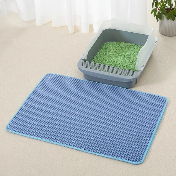 Double-layer cat litter mat, blue, 45 x 60 cm