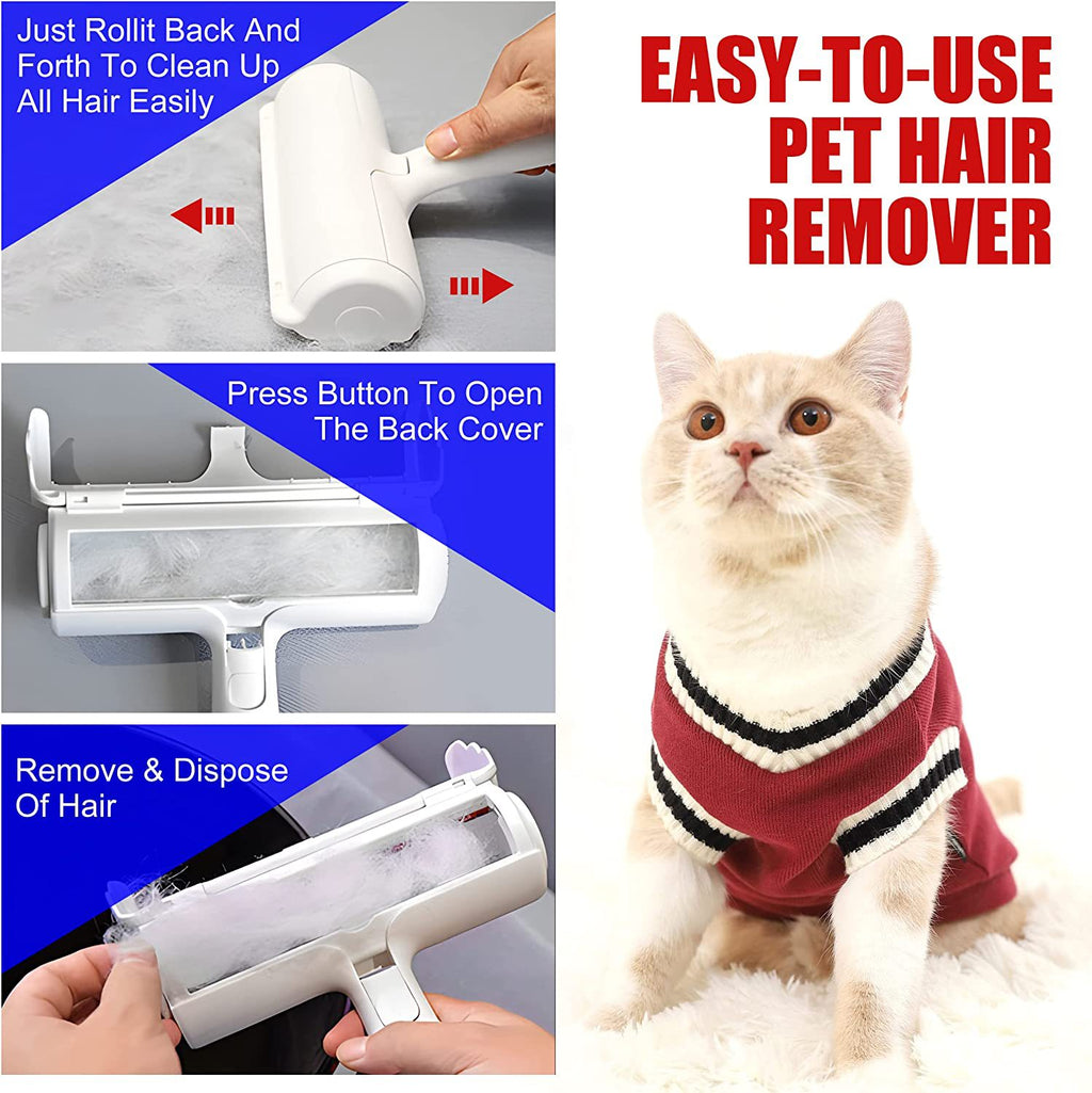 Reusable pet hair remover roller