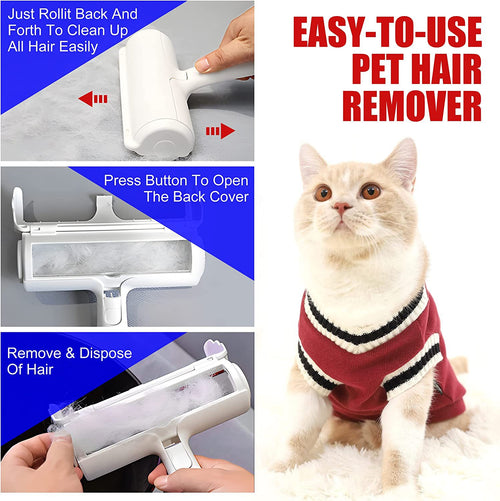 Reusable pet hair remover roller