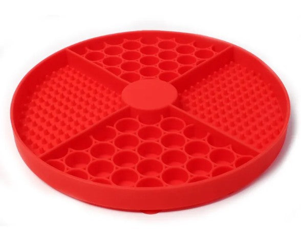 Suction slow feeder lick mat, red