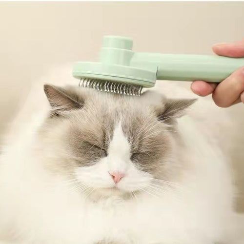 Self-cleaning slicker brush for cats and dogs